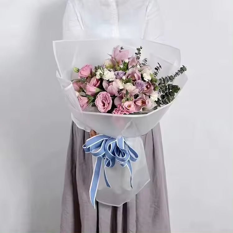 Frosted Flower Wrapping Paper With Bold Border (20pcs/bag) - Elegant Supply