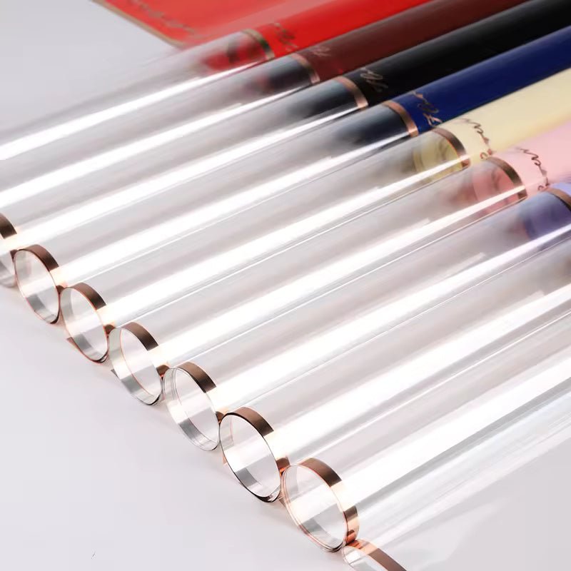 Gold Foil Half Clear Flower Wrapping Paper (20pcs/bag) - Elegant Supply