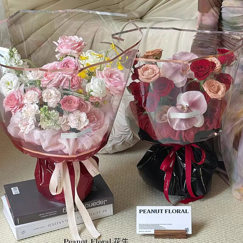 Gold Foil Half Clear Flower Wrapping Paper (20pcs/bag) - Elegant Supply