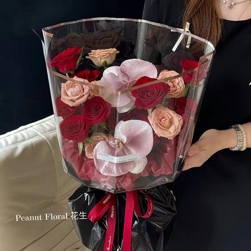 Gold Foil Half Clear Flower Wrapping Paper (20pcs/bag) - Elegant Supply