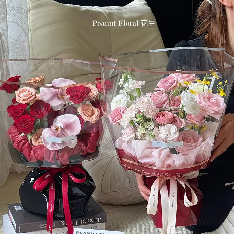 Gold Foil Half Clear Flower Wrapping Paper (20pcs/bag) - Elegant Supply