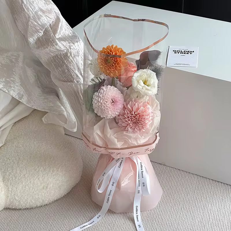 Gold Foil Half Clear Flower Wrapping Paper (20pcs/bag) - Elegant Supply