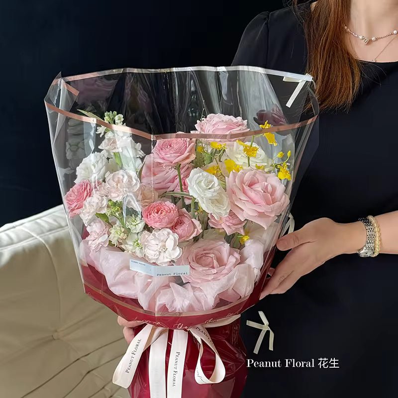 Gold Foil Half Clear Flower Wrapping Paper (20pcs/bag) - Elegant Supply