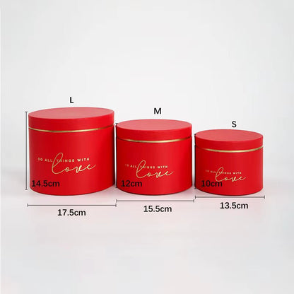 Gold Rim Round Flower Gift Box - Elegant Supply