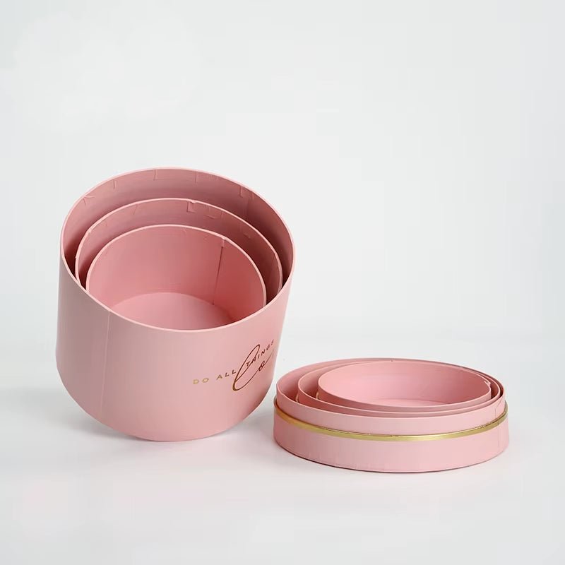 Gold Rim Round Flower Gift Box - Elegant Supply