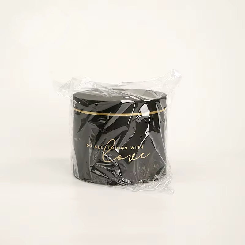 Gold Rim Round Flower Gift Box - Elegant Supply