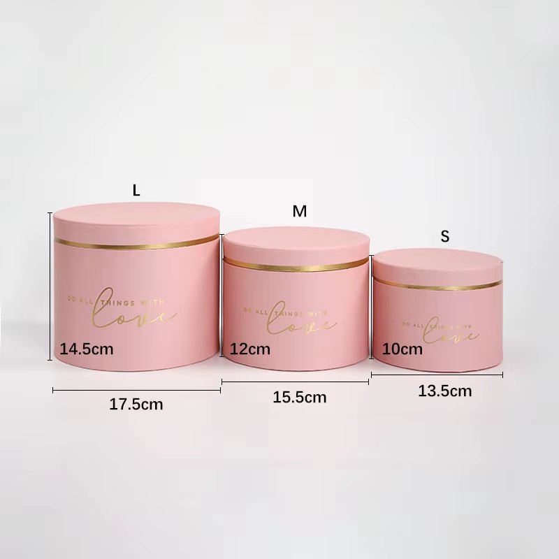 Gold Rim Round Flower Gift Box - Elegant Supply