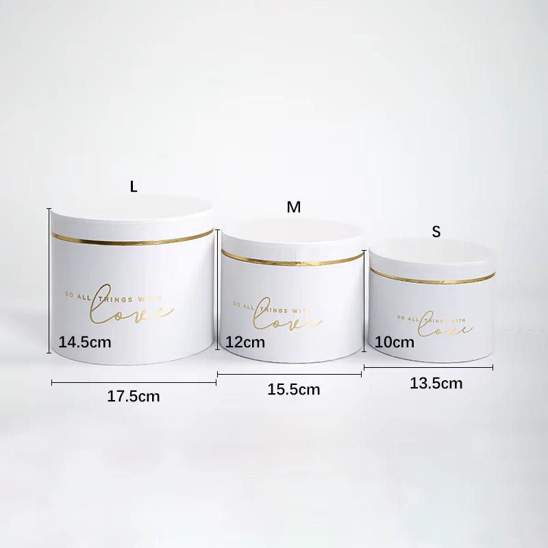 Gold Rim Round Flower Gift Box - Elegant Supply