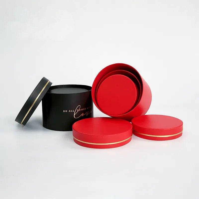 Gold Rim Round Flower Gift Box - Elegant Supply