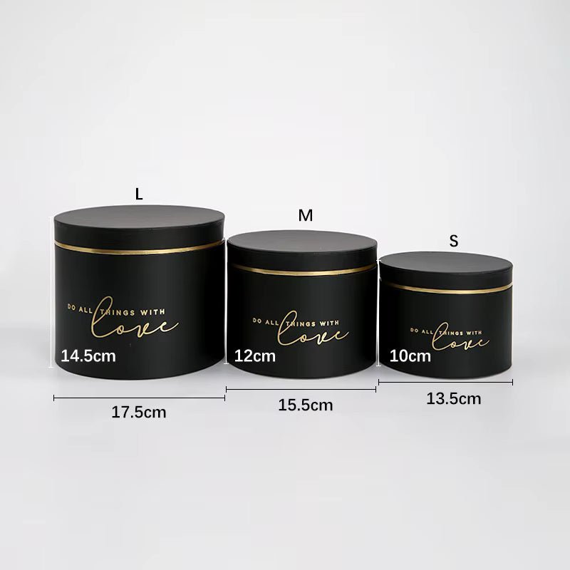 Gold Rim Round Flower Gift Box - Elegant Supply