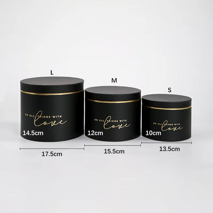 Gold Rim Round Flower Gift Box - Elegant Supply