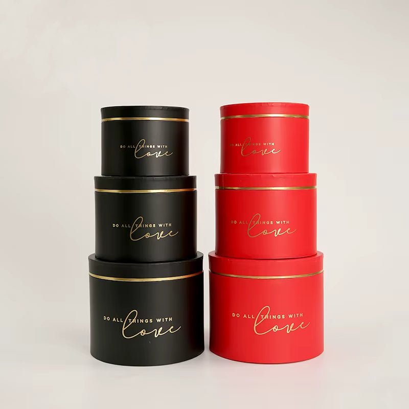 Gold Rim Round Flower Gift Box - Elegant Supply