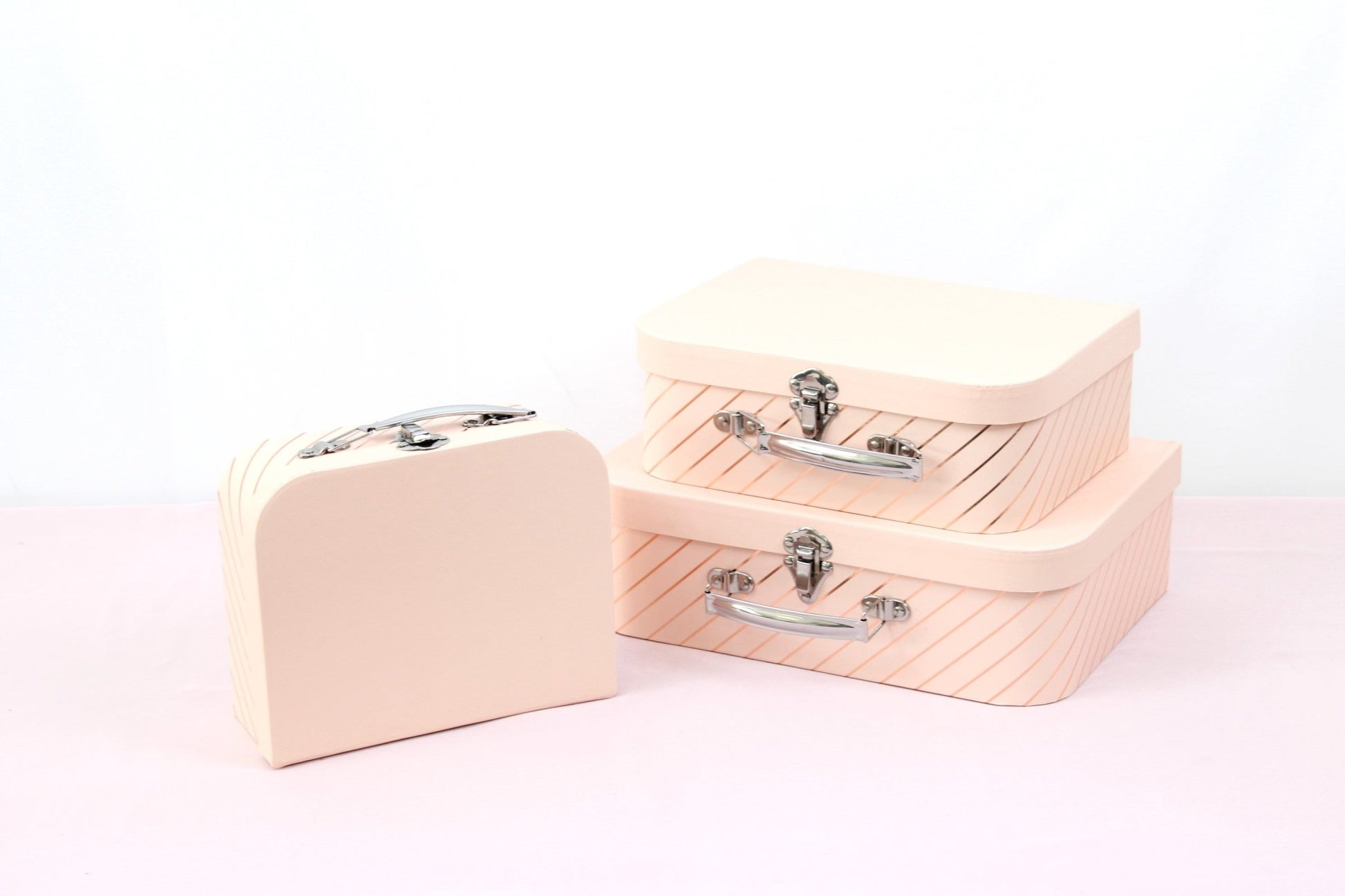 Gold Stripe Suitcase Flower Gift Box - Elegant Supply