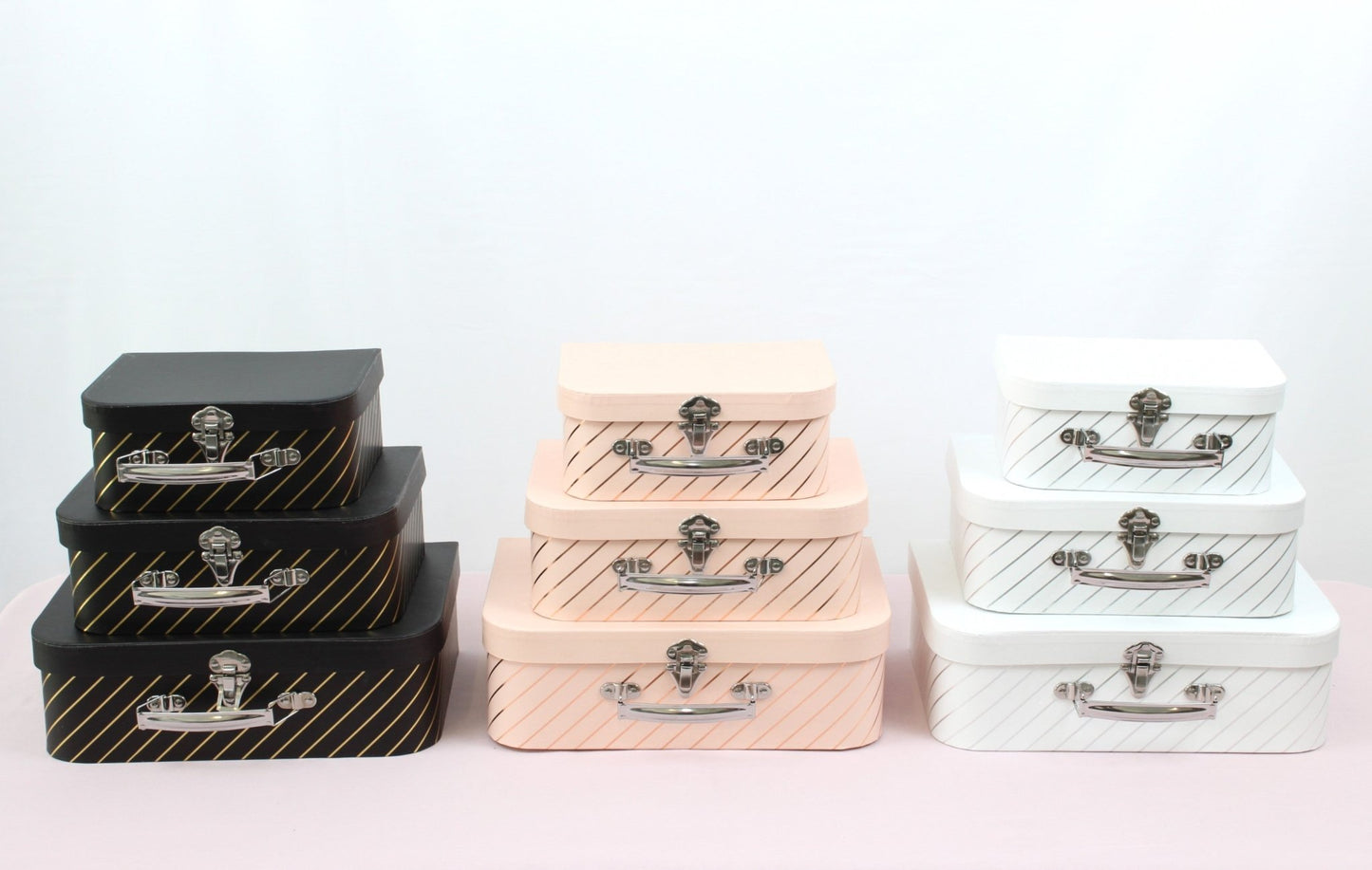 Gold Stripe Suitcase Flower Gift Box - Elegant Supply