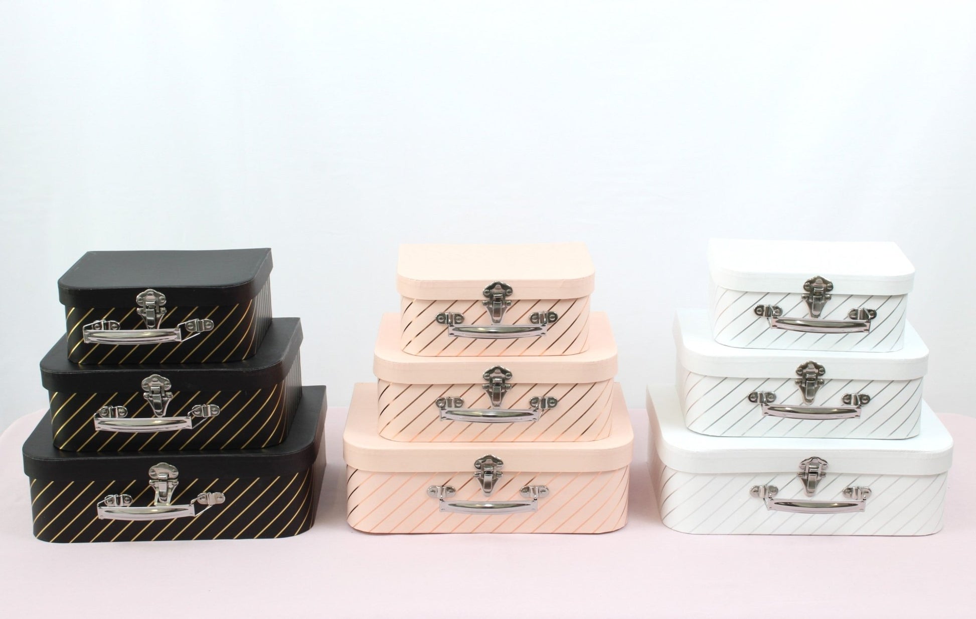 Gold Stripe Suitcase Flower Gift Box - Elegant Supply