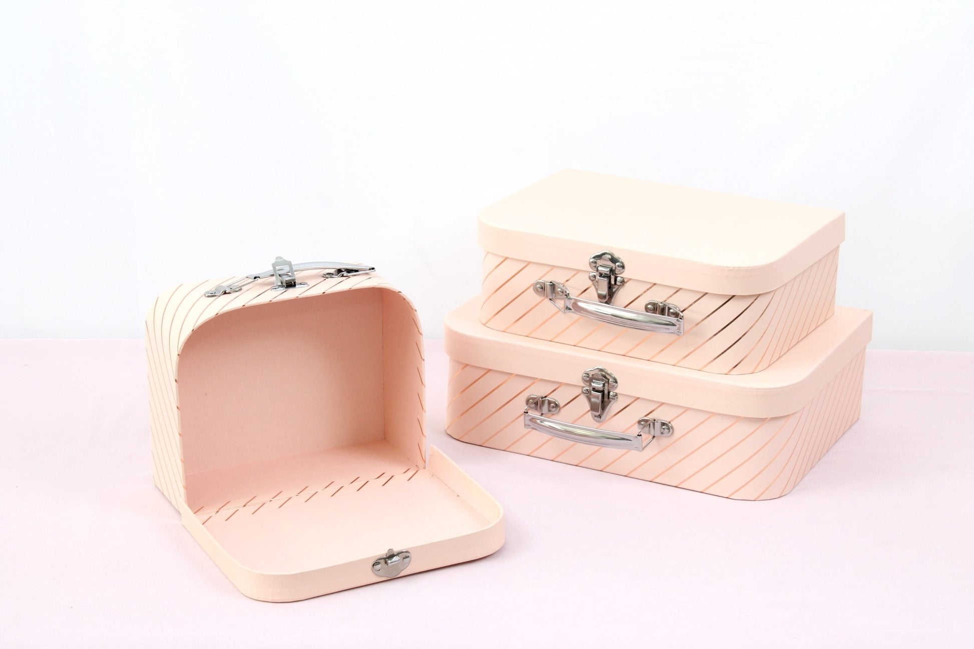 Gold Stripe Suitcase Flower Gift Box - Elegant Supply