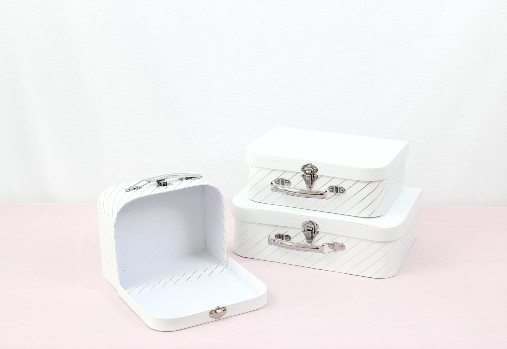 Gold Stripe Suitcase Flower Gift Box - Elegant Supply