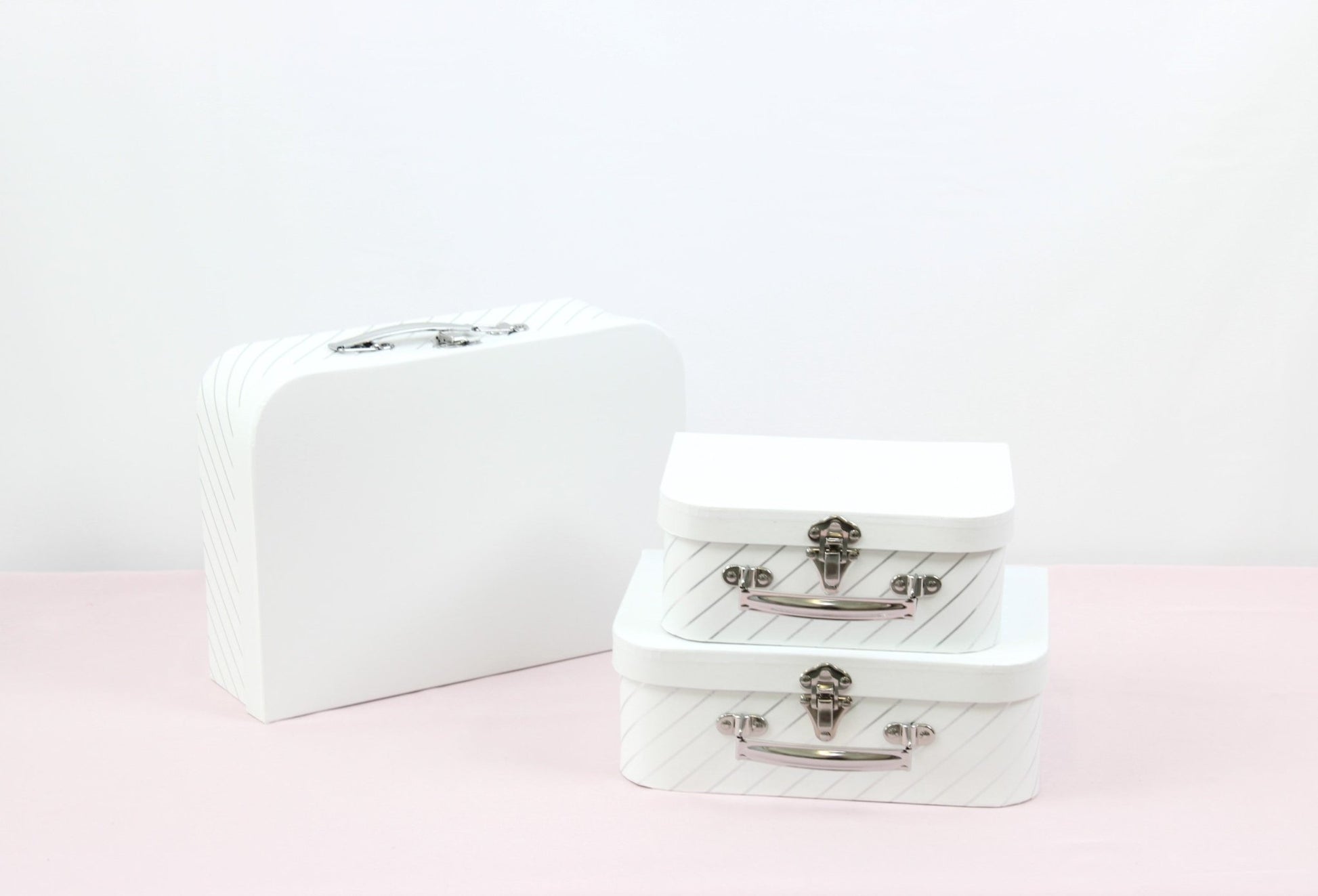 Gold Stripe Suitcase Flower Gift Box - Elegant Supply