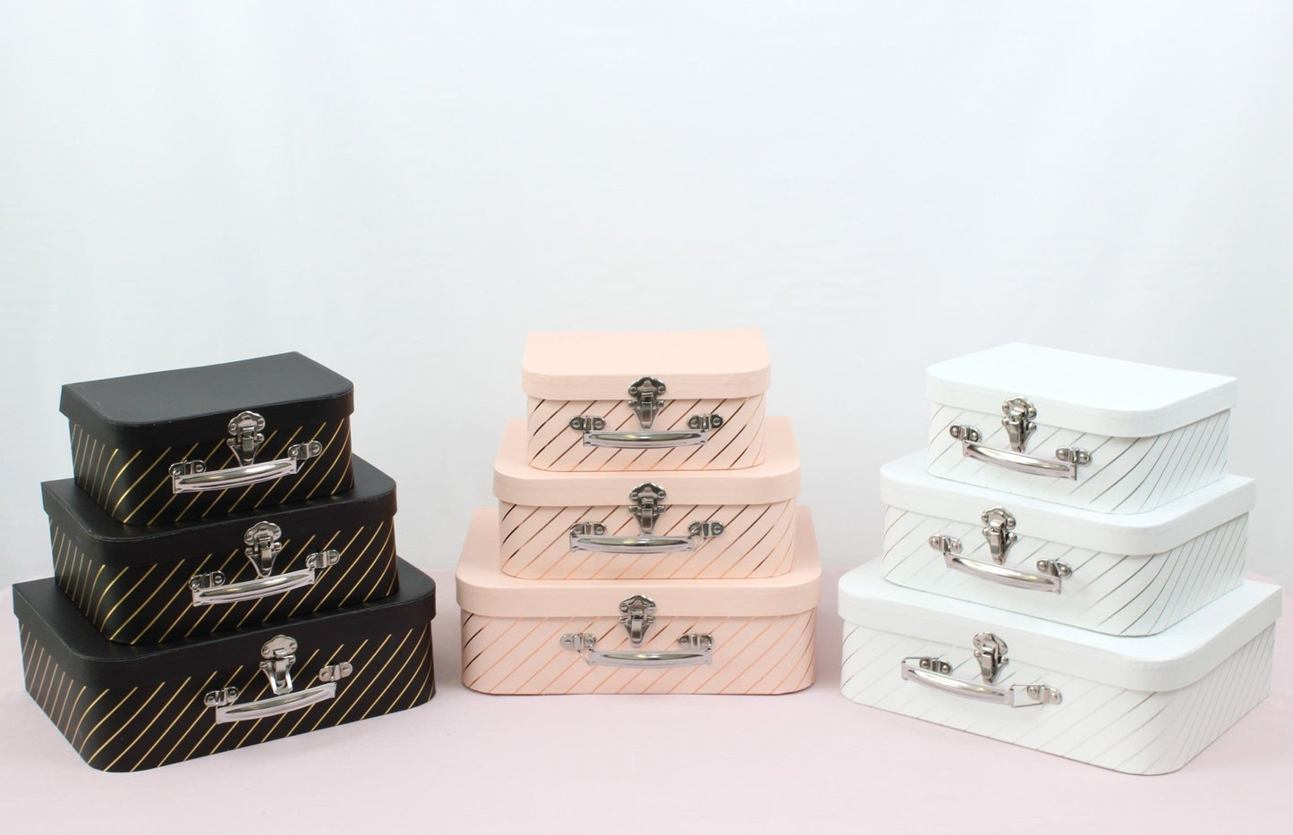 Gold Stripe Suitcase Flower Gift Box - Elegant Supply