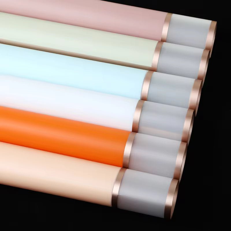 Golden Frosted Edge Flower Wrapping Paper (20pcs/bag) - Elegant Supply