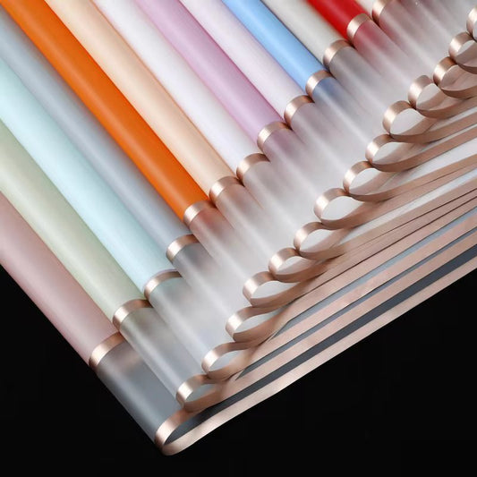 Golden Frosted Edge Flower Wrapping Paper (20pcs/bag) - Elegant Supply