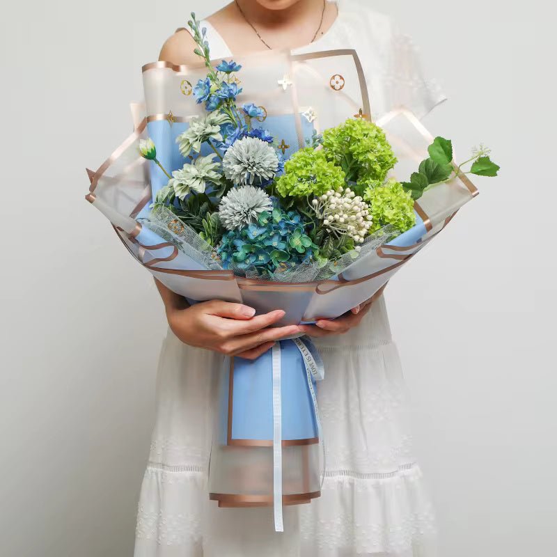 Golden Frosted Edge Flower Wrapping Paper (20pcs/bag) - Elegant Supply