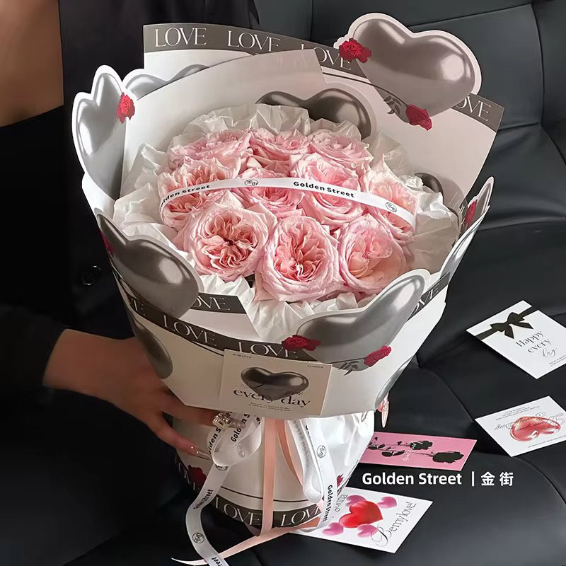 Heart Balloon Flower Wrapping Paper (10pcs/bag) - Elegant Supply