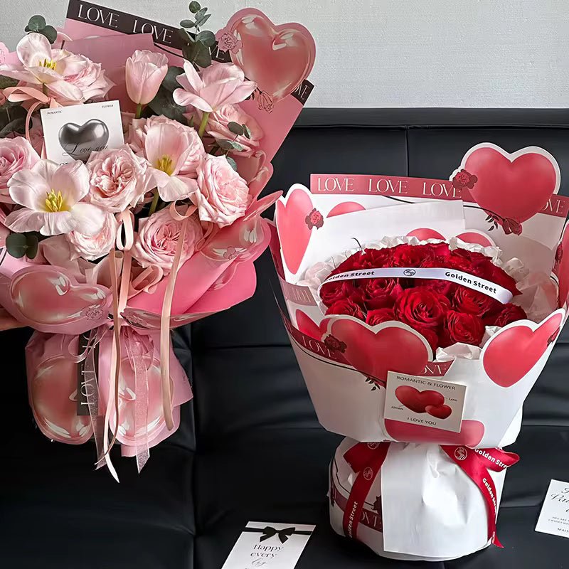 Heart Balloon Flower Wrapping Paper (10pcs/bag) - Elegant Supply