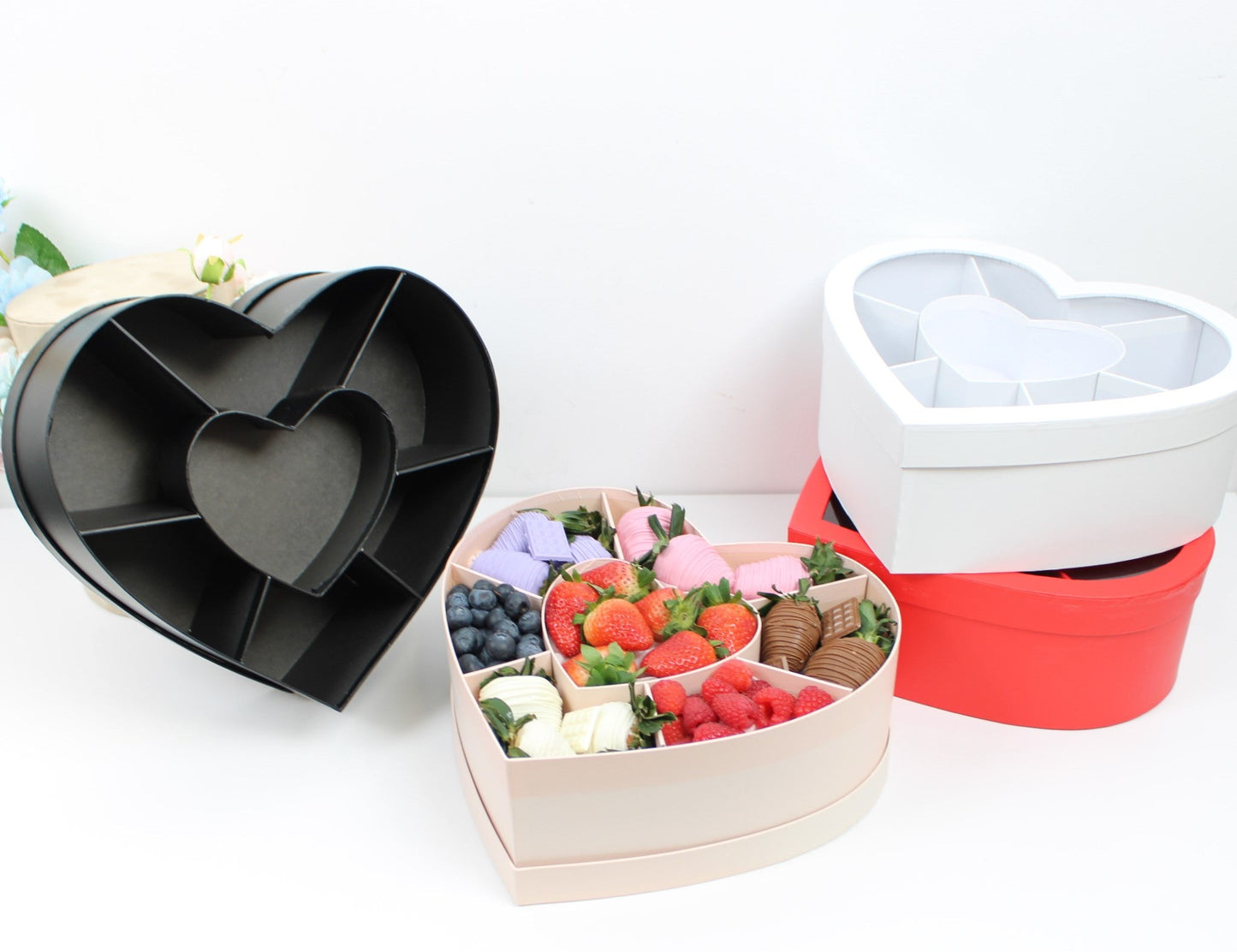 Heart Flower Gift Box with Heart Grid - Elegant Supply