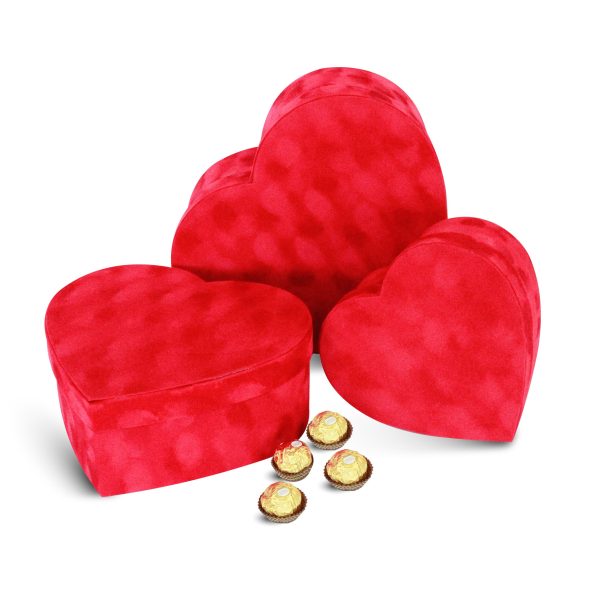 Red Heart Chocolate Box with Lid for floral arrangements and gifts.