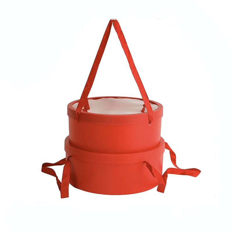 Large “Best” Round Flower Gift Box with Clear Lid & Handles - Elegant Supply