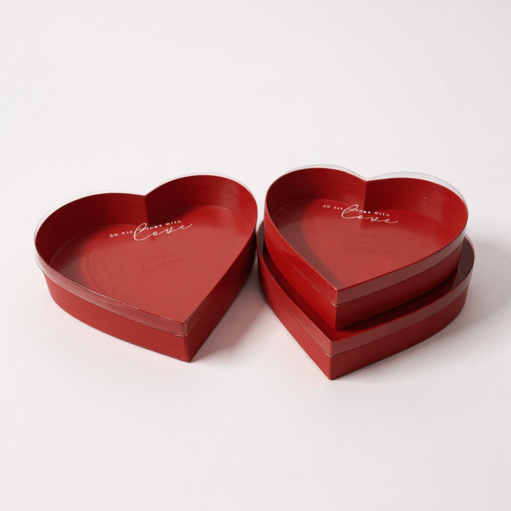 Large “Love Bloom” Heart Flower Gift Box with Clear Lid - Elegant Supply