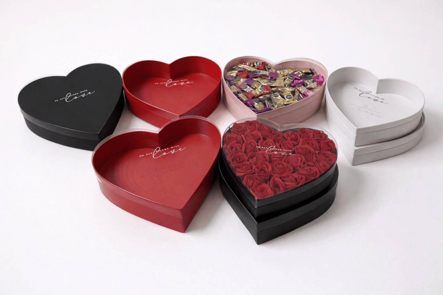 Large “Love Bloom” Heart Flower Gift Box with Clear Lid - Elegant Supply