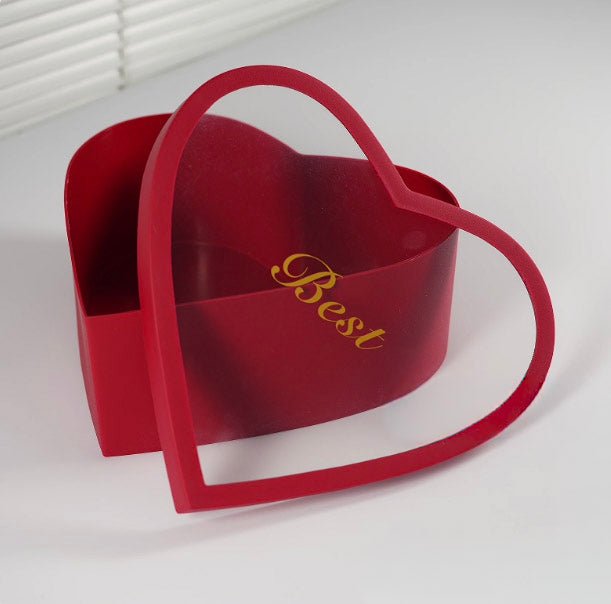 Large Luxury “Best” Heart Flower Gift Box with Clear Lid - Elegant Supply