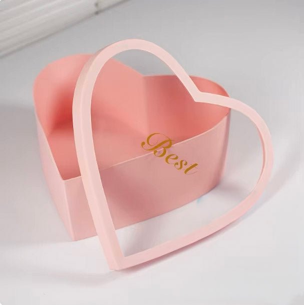 Large Luxury “Best” Heart Flower Gift Box with Clear Lid - Elegant Supply