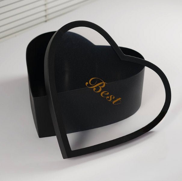 Large Luxury “Best” Heart Flower Gift Box with Clear Lid - Elegant Supply