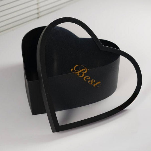 Large Luxury “Best” Heart Flower Gift Box with Clear Lid - Elegant Supply