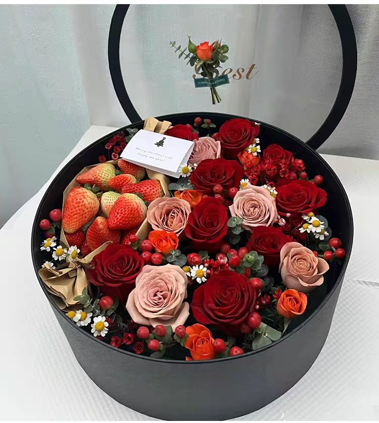Large Luxury “Best” Round Flower Gift Box with Clear Lid - Elegant Supply