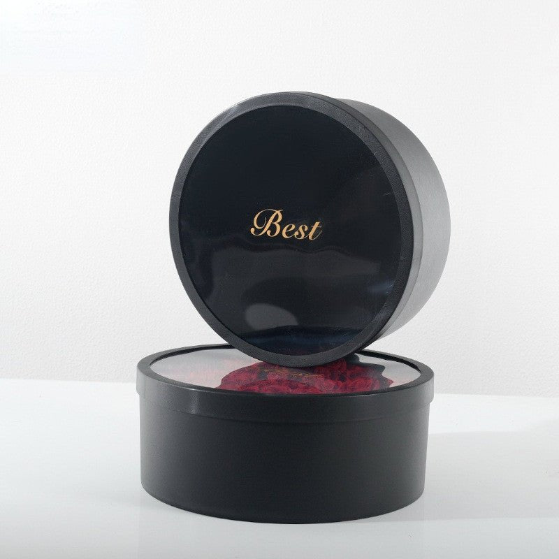 Large Luxury “Best” Round Flower Gift Box with Clear Lid - Elegant Supply