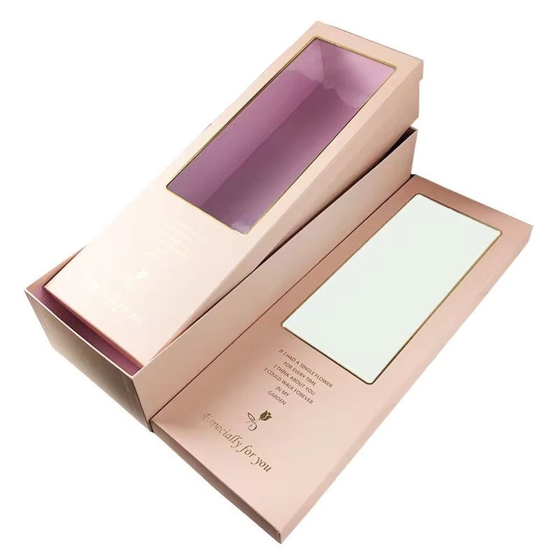 Large Rigid Rectangle Flower Gift Box with Clear Window for Bouquet - Elegant Supply