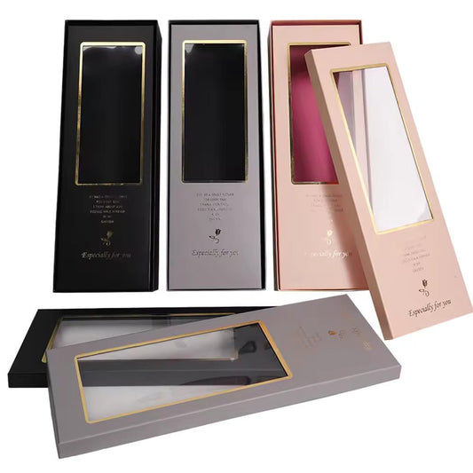 Large Rigid Rectangle Flower Gift Box with Clear Window for Bouquet - Elegant Supply