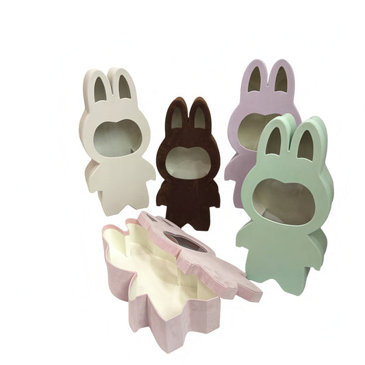 Large Velvet Labubu - Inspired Bunny Flower Gift Box - Elegant Supply