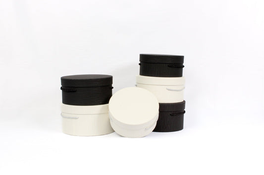 Line Textures Round Box with Handle - Elegant Supply