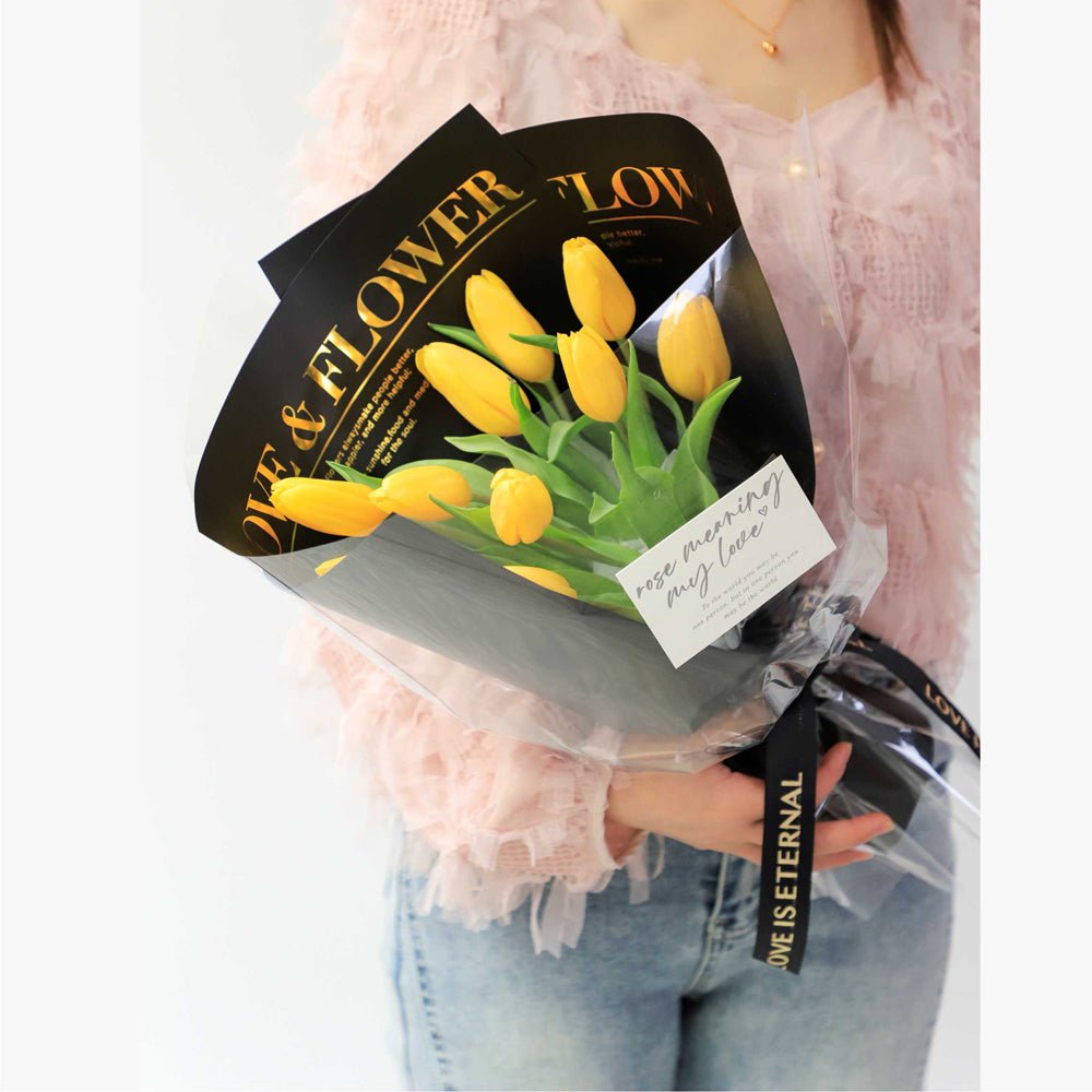 Love and Flower Gold Foil Waterproof Flower Wrapping Paper (10 sheets/bag) - Elegant Supply