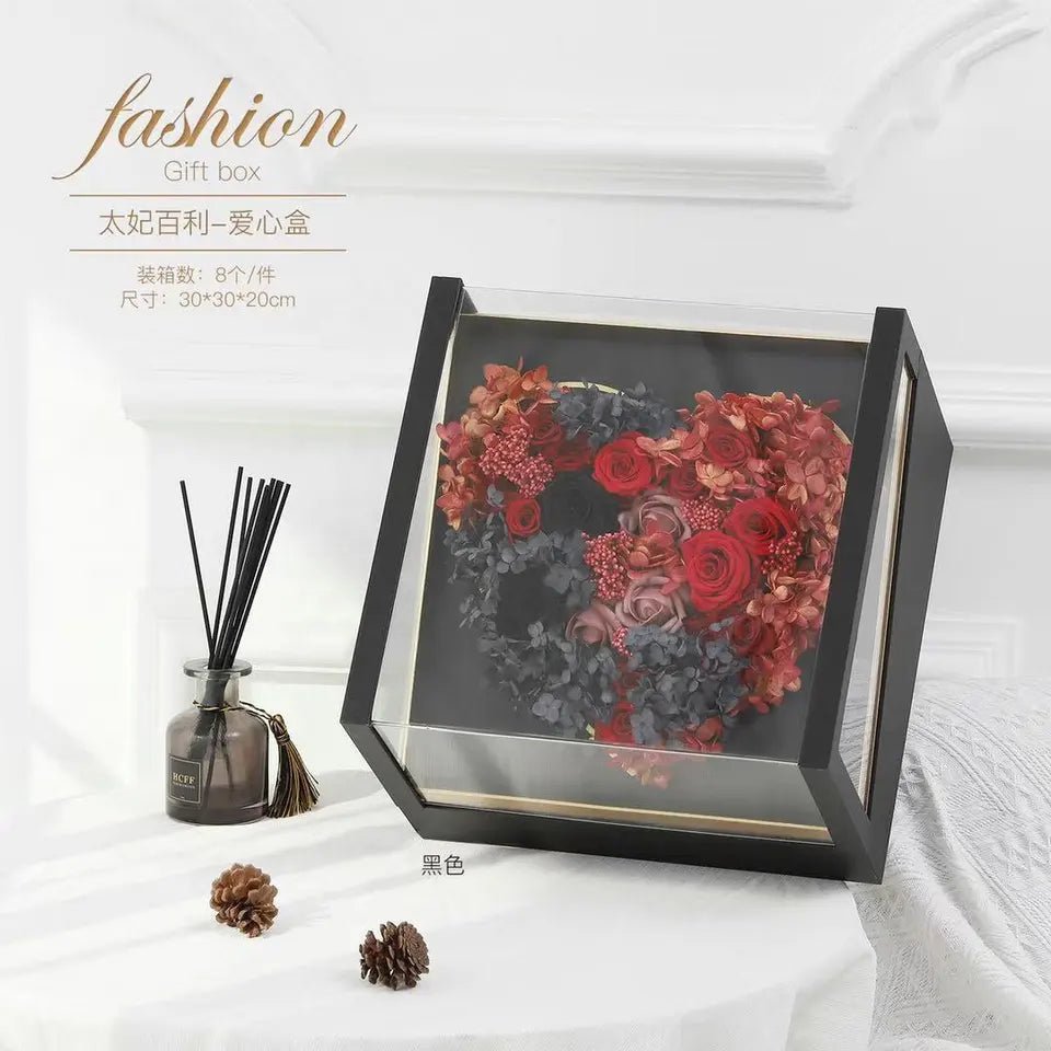 Luxury Acrylic Square Heart Flower Gift Box Various Colors - Elegant Supply