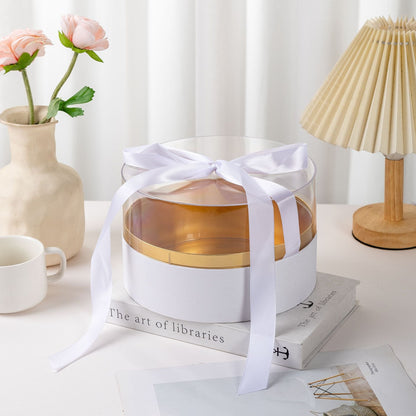 Luxury Round Acrylic Gift Box with Satin Ribbon - Elegant Supply