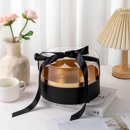 Luxury Round Acrylic Gift Box with Satin Ribbon - Elegant Supply