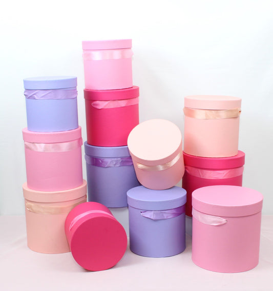 Macaroon Color Round Flower Hat Box with Lid - Elegant Supply