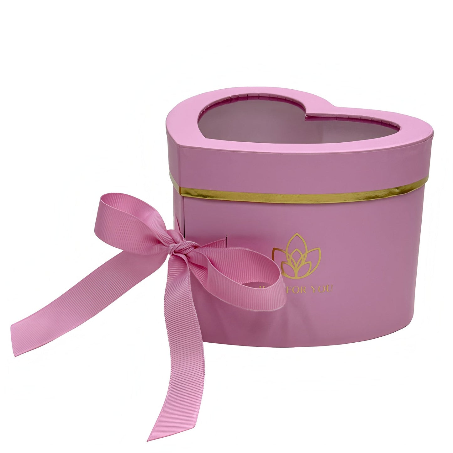 Mini Two - Layer Heart Flower Box with Clear Lid & Ribbon - Elegant Supply