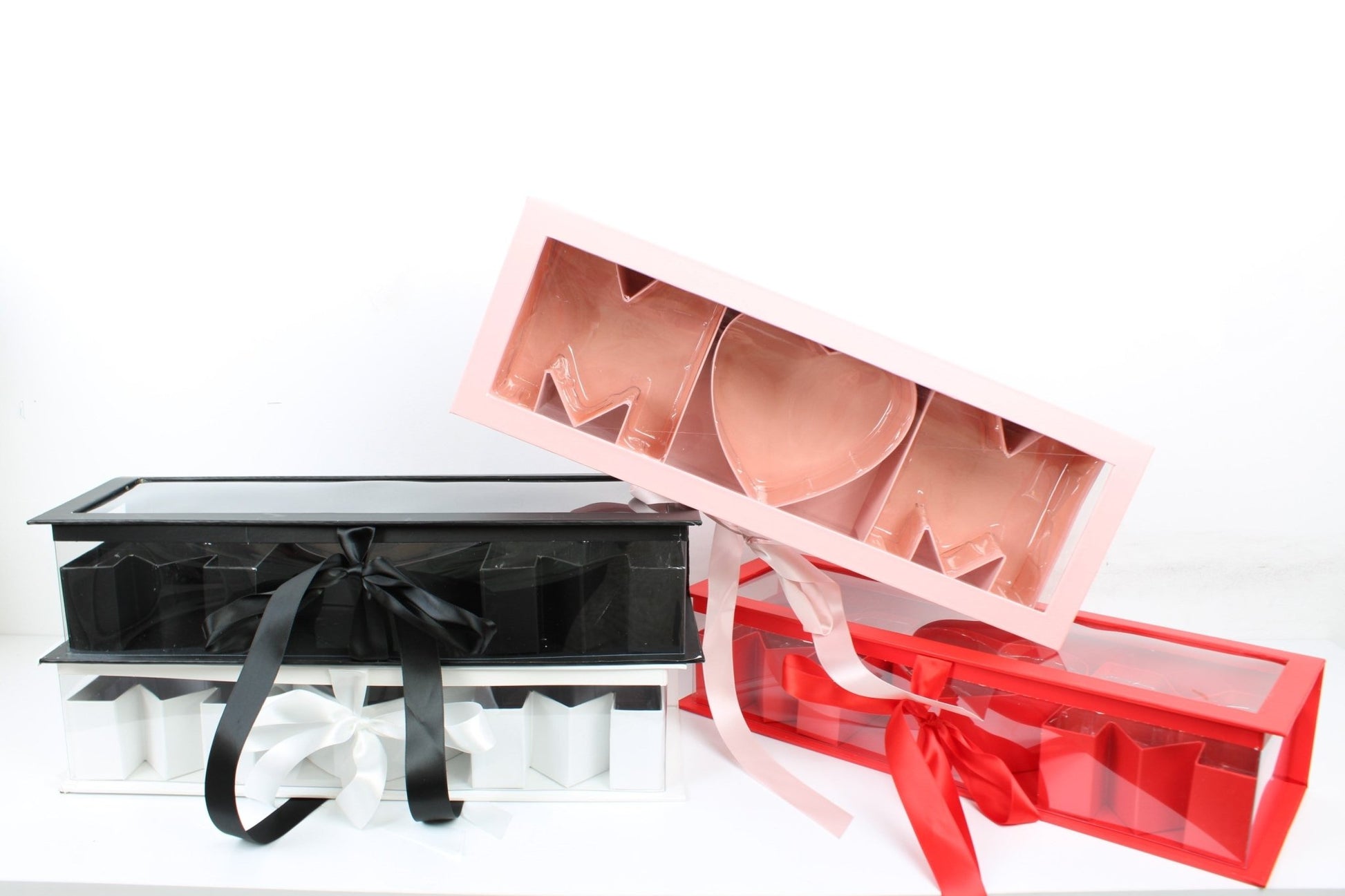 Mother's Day 'MOM' Flower Box with Clear PVC Top, Plastic Liner and Satin Ribbon - Elegant Supply